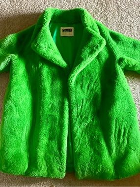 Wonder Sister - Vibrant Green Faux Fur Statement Coat